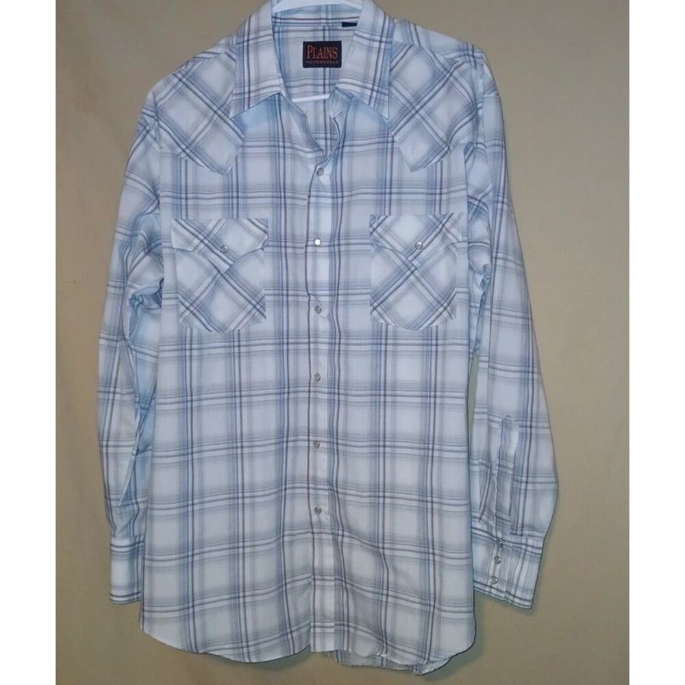 Men's Vintage Plains Western Wear Pearl Snap Shirt size large